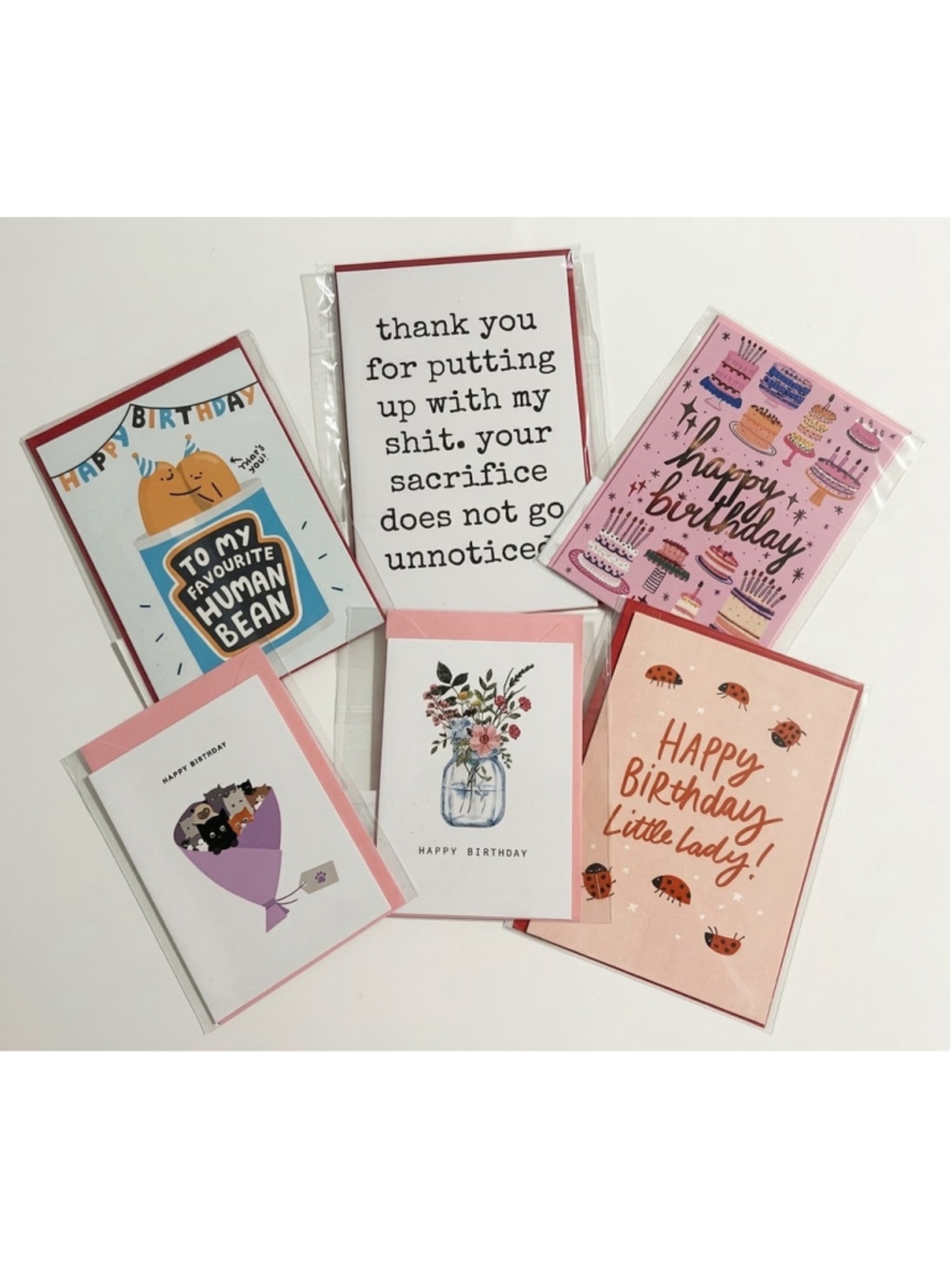 Set of 6 Blank Assorted Greeting Cards Multi-color